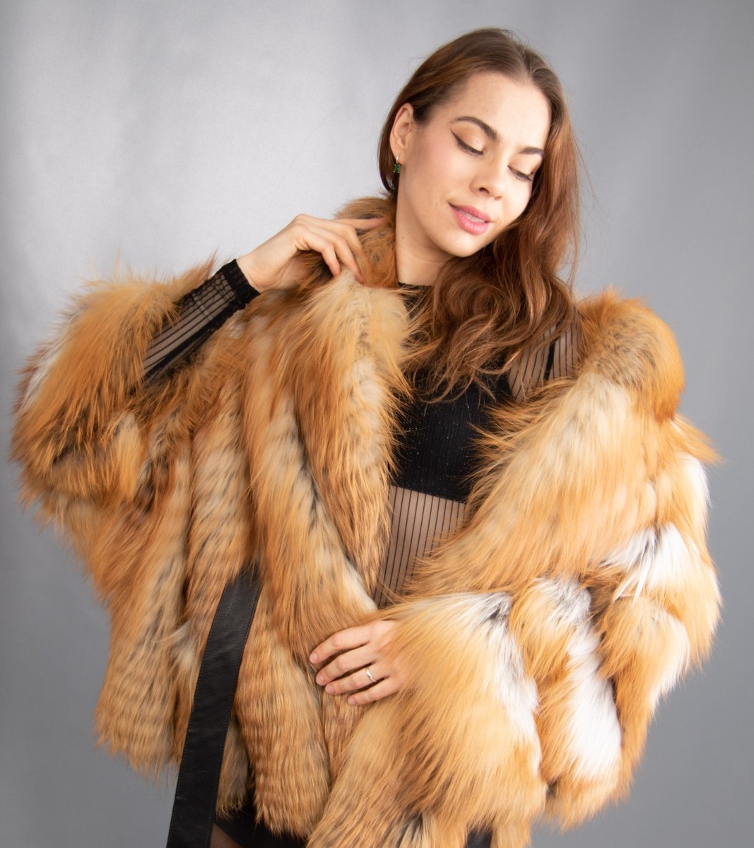 17940 NEW GORGEOUS SAGA FURS REAL CANADIAN RED FOX COAT FUR