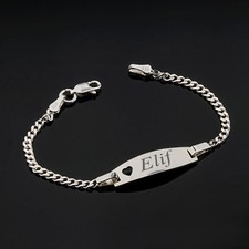 925 Sterling Silver Children's Chain Tag ID Bracelet Name Tag Free Engravable 5