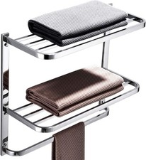 3-Tier Bathroom Shelf W/ Towel Bars Stainless Steel Wall Mounting Rack