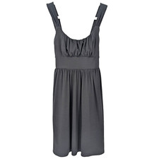 VTG Y2K Black Empire Waist Whimsigoth Ruched Tie Back Jersey Mini Dress