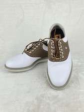 FootJoy FJ Traditions Saddle Golf Shoes Mens 9 W Wide White Brown Leather 57905