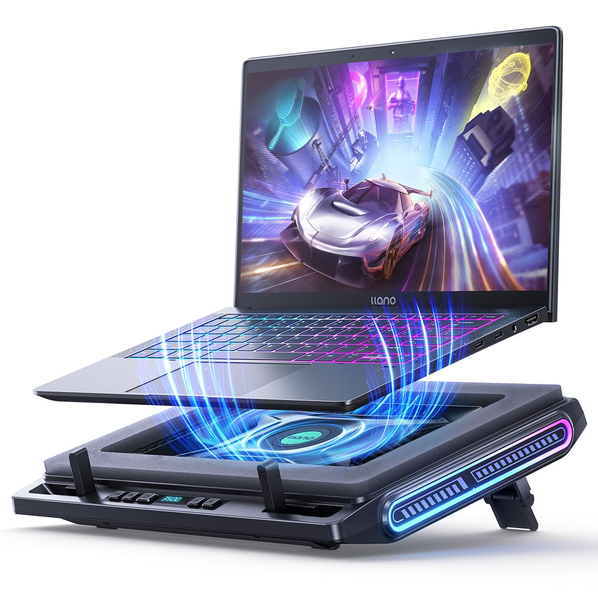 V10 Gaming Laptop Cooling Pad, RGB Laptop Cooler Stand with Powerful 4.72 Inc...