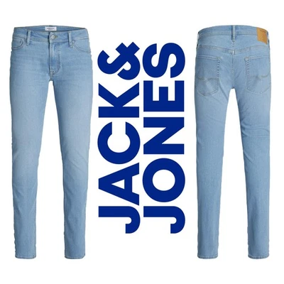 Jack & Jones Mens Blue Denim Jeans, Tapered Fit Everyday Wear Pants UK, W30-W38
