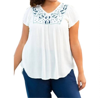 On The Plus Side Karla Embroidered Blouse - Plus Ivory