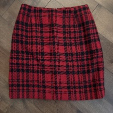 Vtg Eddie Bauer Skirt Womens 8 Red Black Plai...