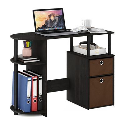 Furinno Jaya Desk 38.4 Wide Gaming Desk Bin Drawers Computer Desk Side Shelf