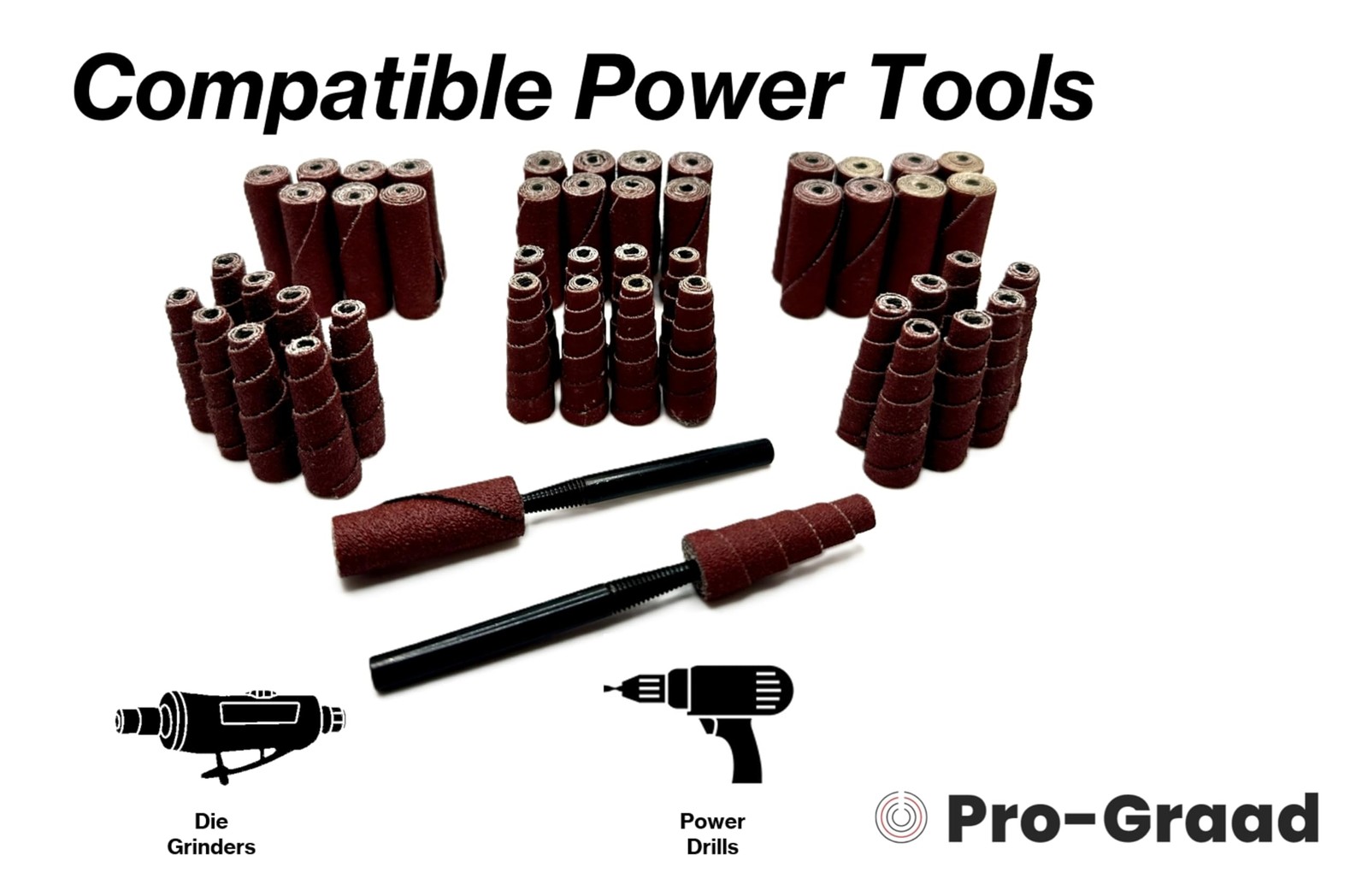 Pro-Graad 50 Piece Abrasive Sanding Cartridge Spiral Roll Sander Kit, Mini Cone