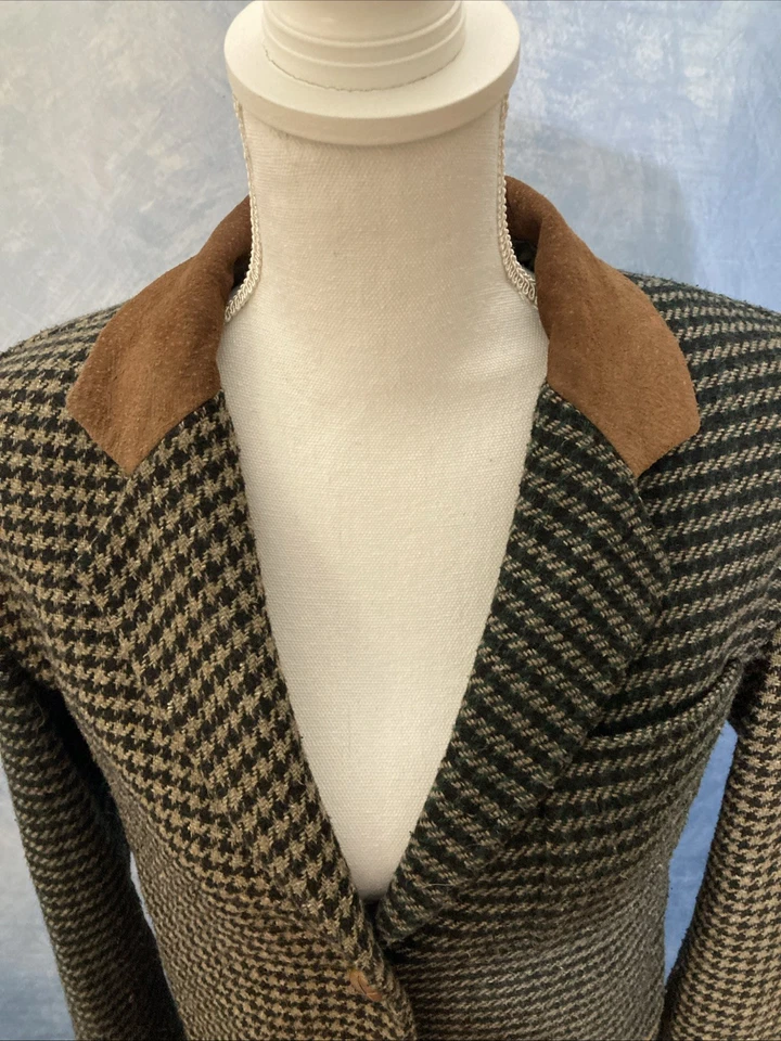 Blazer vintage de pata de gallo para mujer de los años 80 talla pequeña mezcla de lana colores desajustados Foto 2 de 4