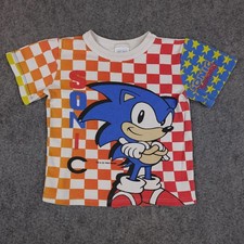 Vintage Sonic The Hedgehog Shirt Kids 6-7 All Over Print Sega Video Game Promo