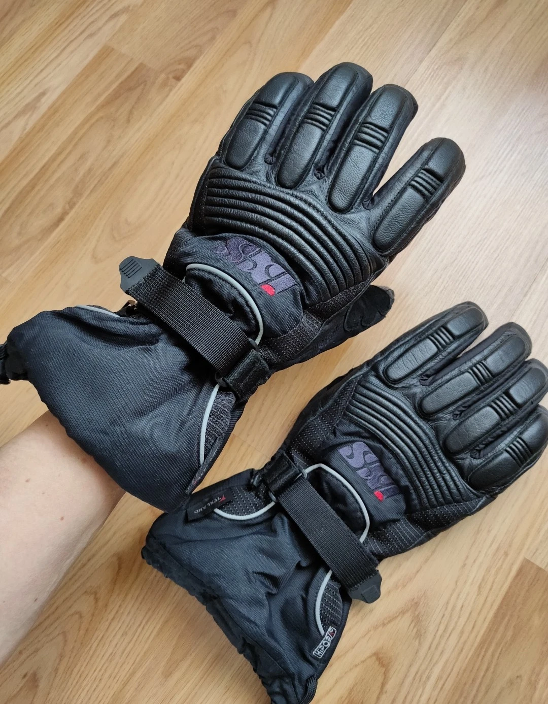 iXS Hipora Leather Motorcycle Gloves Waterproof Armored Biker Touring Black XL