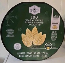 Holiday Time 100-Count Warm White Super Bright LED Diamond Cut C9 String Lights