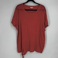 J.jill shirt top womens 3x dark orange love linen tie front plus beachy summer