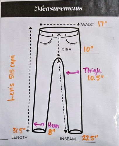 Levis Vintage 90er 515 Capri mittlere Waschung Denim Damengröße 12M Schlitzsaum mittlere Leibhöhe - Bild 17 von 17