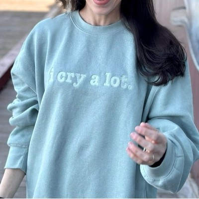 Colleen Ballinger I Cry A Lot Embroidered Green Sweatshirt Size S