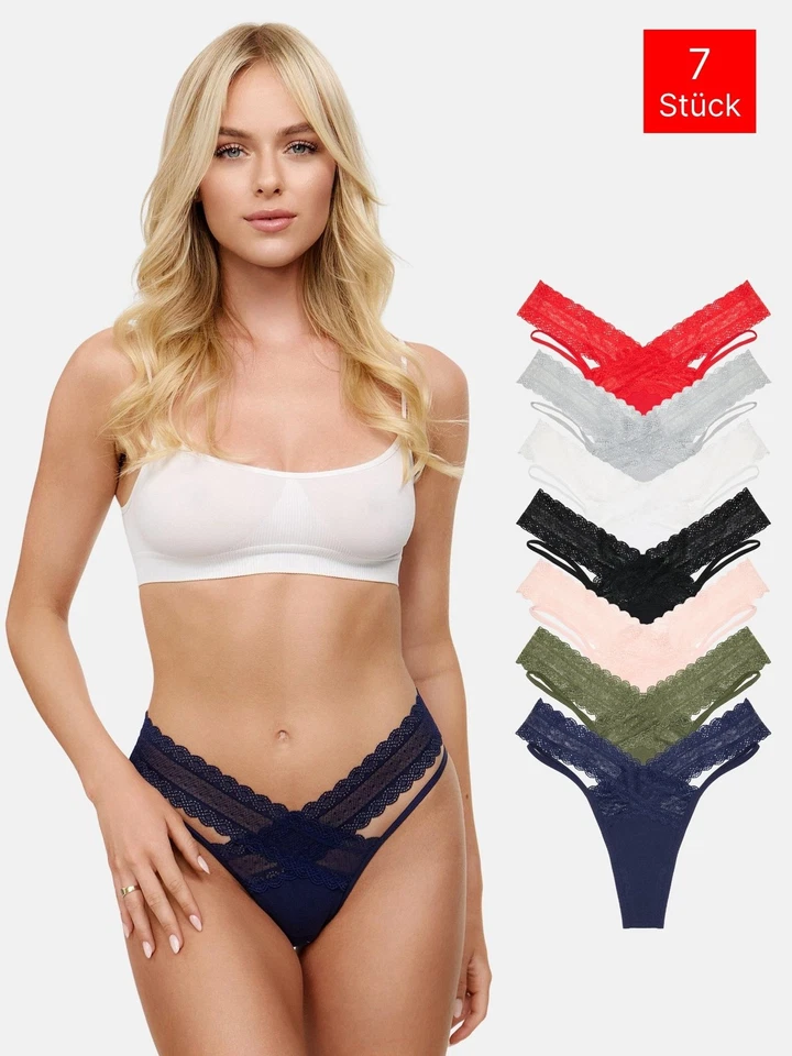 Tazzio String 7er-Pack Damen Tanga Slip Slips Unterwäsche Unterhose