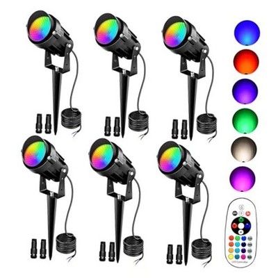  Low Voltage Landscape Lighting,12V-24V RGBW Color Changing Landscape 6 PACK