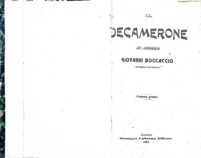 GIOVANNI BOCCACCIO - IL DECAMERONE - NEAPEL, 1924 (VOL. I)