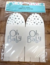 Oh Baby White  Silver Favor Boxes 5 Pc Cardstock For Baby Showers Or Gender Rev