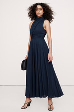 BANANA REPUBLIC Women's Navy Sleeveless Stretch Crepe Maxi Dress NWT 14