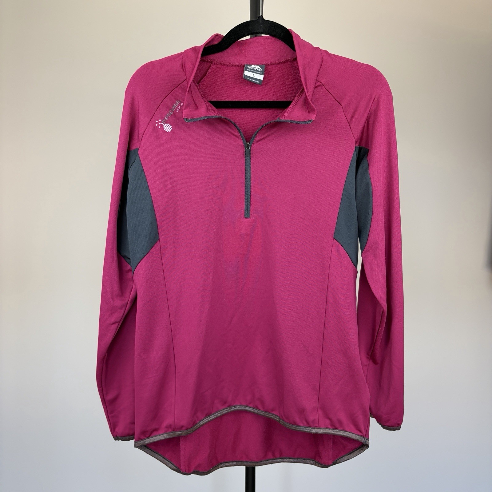Trespass Active Hot Pink Magenta & Grey Half-Zip Pullover Size Large