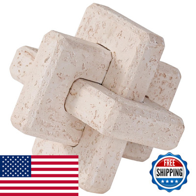 Dneuoir 3-Link Knot Resin Travertine Decor Coffee Table Decor Book Shelf Entry