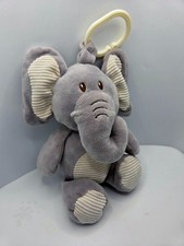 Kelly Toy Baby Gray Elephant Plush 10 Lovey Rattle Hanger Teether Rattle Crinkle
