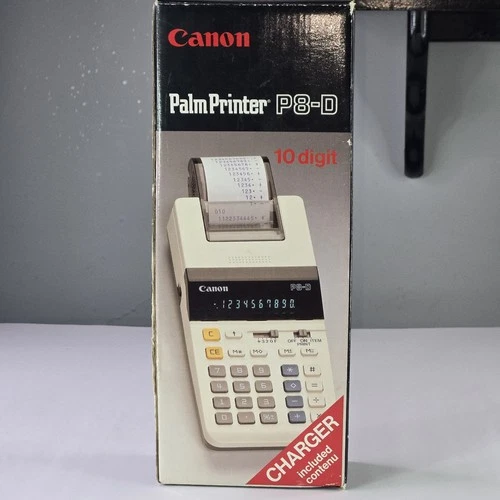 Canon P8-D NOS Printing Calculator Palm Size Genuine Vintage Brand New