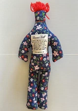 Dammit Doll Stress Relief Plush Blue Floral Cloth Doll for Slamming Throwing Red