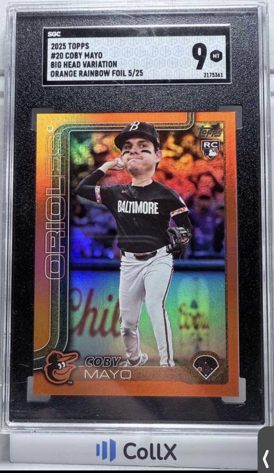 2025 Topps Series 1 - Coby Mayo #20 Orange Holo /25 Big Head (RC) - Color Match