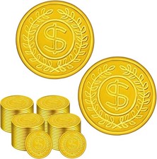 100 Count Plastic Gold Coins Set, Pirate Treasure Play for