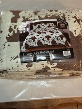 NEW King Size 3pc Bedspread Cow print With 2 Pillow Covers