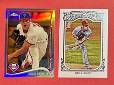 COLE HAMELS 2014 Topps CHROME REFRACTOR #95 & 2013 Topps GQ FRAMED WHITE #29