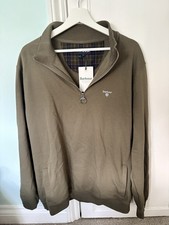 Image of Barbour Half Zip Sweatshirt XL Mid Olive Beckhill New With Tags Mens Jumper