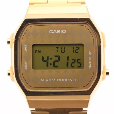 CASIO A168 men s digital watch gold argyle pattern retro design overseas model p
