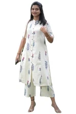 GoSriKi Women's Rayon Viscose Straight Printed Kurta with Pant