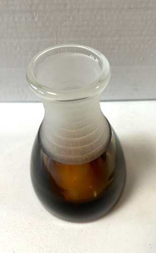 Vintage 2 Tone Amber Brown Ringed Neck Glass Decanter Jar - Picture 5 of 10