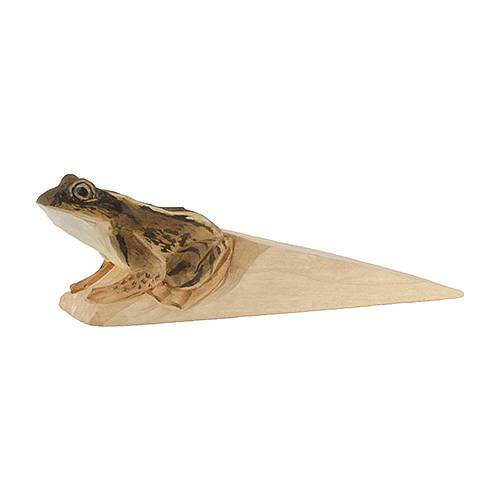Wildlife Garden  Wood Doorstop With Moor Frog