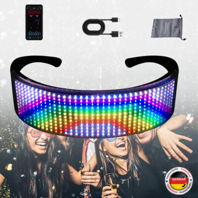 Smarte LED Partybrille Appsteuerung Bluetooth DIY Textanimation Brille Party DHL