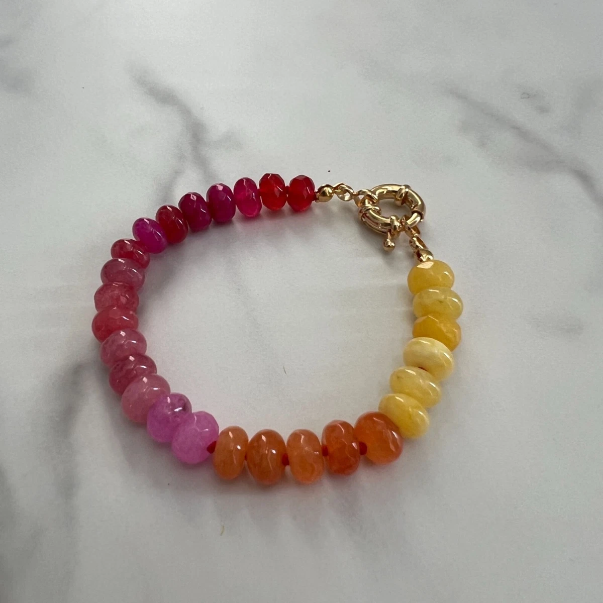 Juicy Ombre Jade Bead Bracelet Gold Filled Clasp | eBay