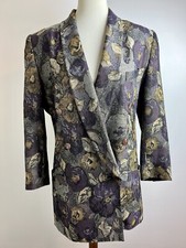 Vintage 80’s Michii Moon For Sanyo 100% Wool Women’s Floral Tapestry Jacket Sz 6