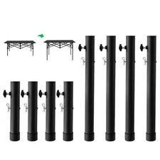 4PK Adjustable Table Leg Extenders 2/4 Level - Black Folding Risers for Desk 