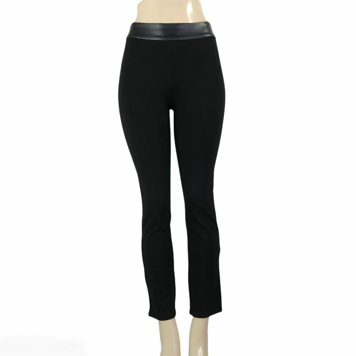 PAIGE Camilla Ponte Pants with Faux Vegan Leather Waist Size 25