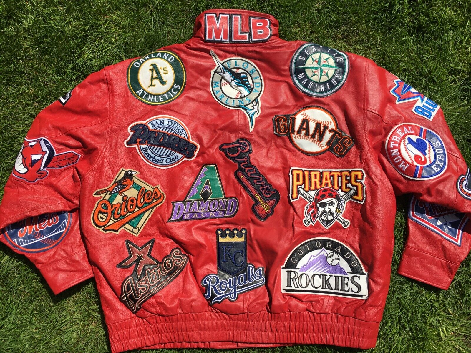 RARE Jeff Hamilton MLB Logos Leather Jacket Vtg team JH Design