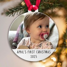 Personalised Photo 1st Christmas Bauble - First Christmas Tree Decoration Baby