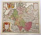 GERMAN EMPIRE MATTHAUS SEUTTER 1740 LARGE UNUSUAL ANTIQUE MAP 18TH CENTURY