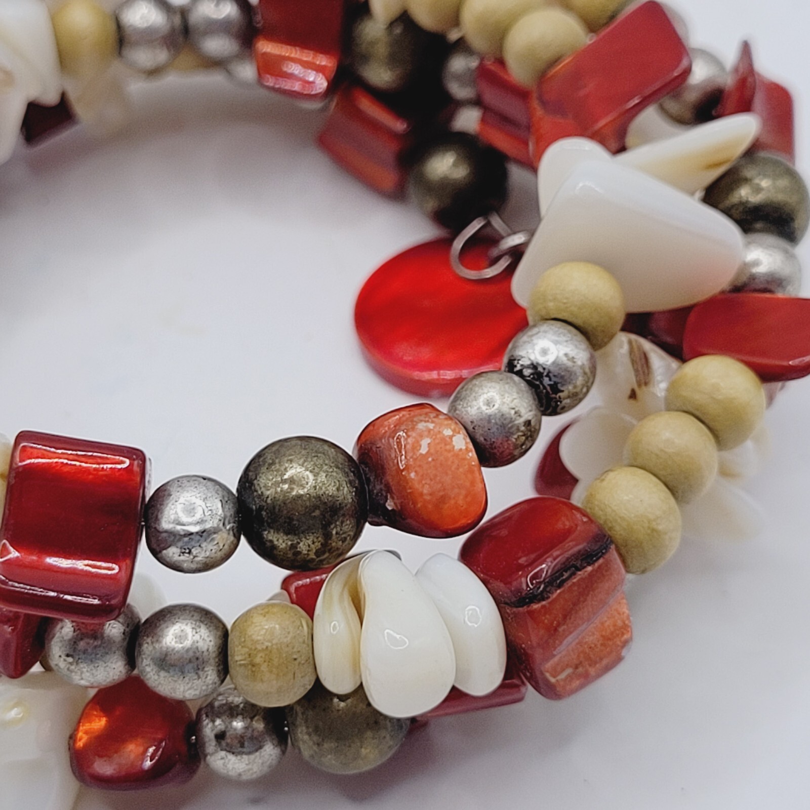 Chunky Wrap Memory Wire Glass Shell Colorful Boho… - image 13