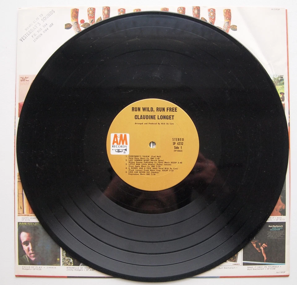 CLAUDINE LONGET - RUN WILD RUN FREE (A&M SP4232) 1970 USA VINYL LP Foto 3 de 4
