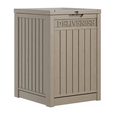 51 Gal Outdoor Parcel Delivery Box Lockable Waterproof Brown Package Storage Bin