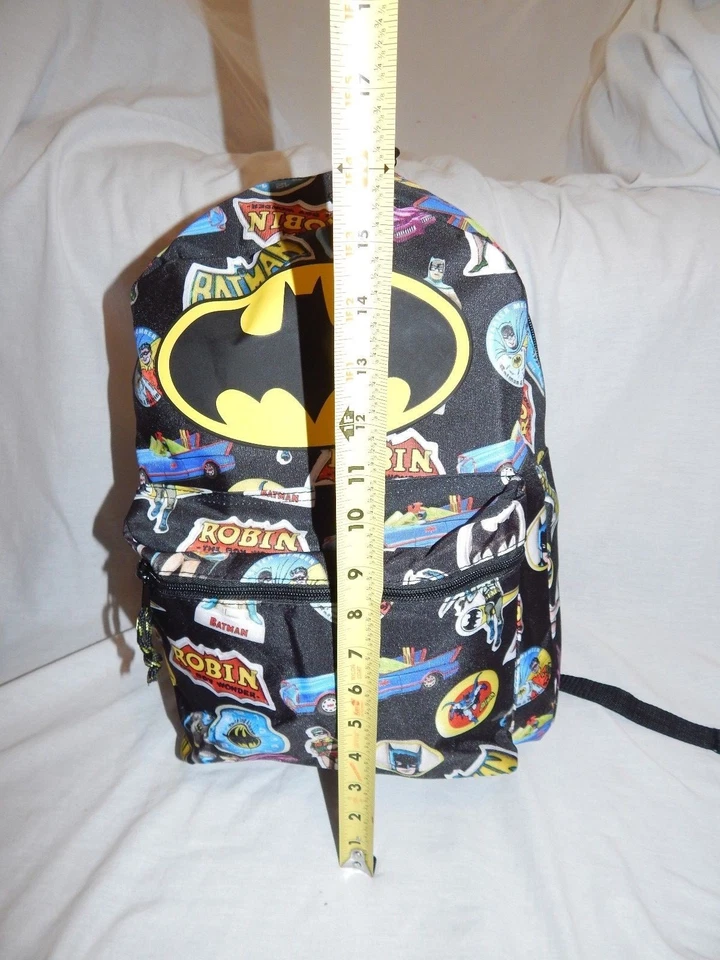 Backpack Batman & Robin School Book Bag Vintage Black NEW Purse Tote Batmobile - Image 3 of 4