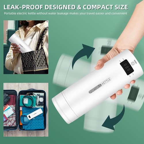 Travel Electric Kettle Portable Small Mini Tea Coffee Kettle Water Boiler, - Picture 4 of 6